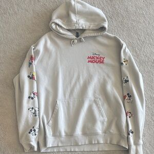 Disney Light Gray Hoodie with Mickey Mouse Graphics